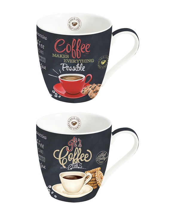 EASY LIFE porcelianinių puodelių rinkinys "It's coffee time", 2 vnt., 350 ml  | 1