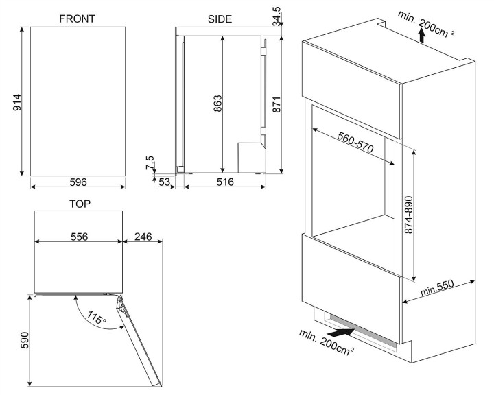 SMEG vyno šaldytuvas CVI040BE, (40 vnt., butelių)  | 6