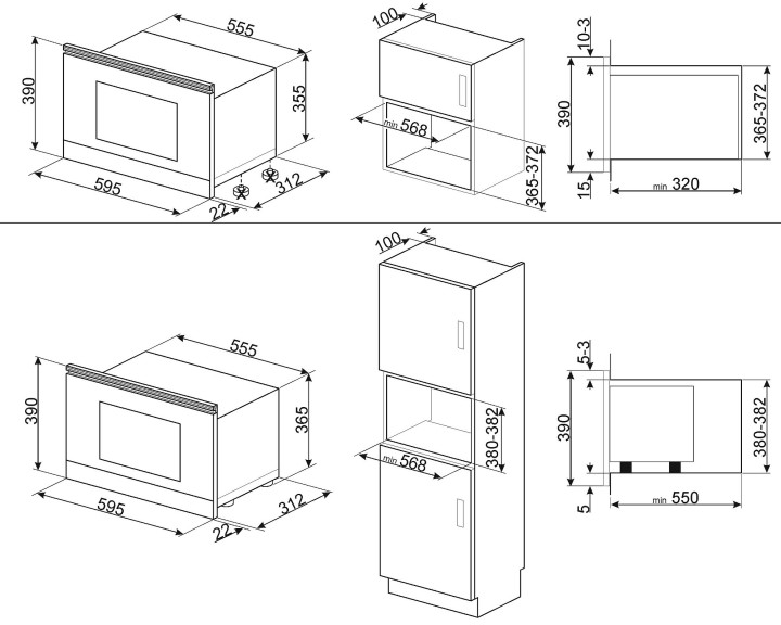 SMEG įmontuojama mikrobangų krosnelė MP822NAO  | 2