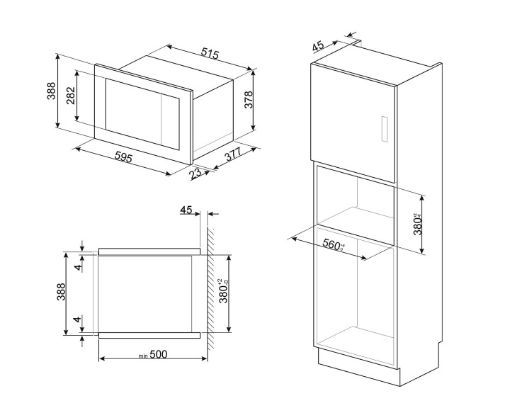 SMEG  įmontuojama mikrobangų krosnelė FMI425X  | 3