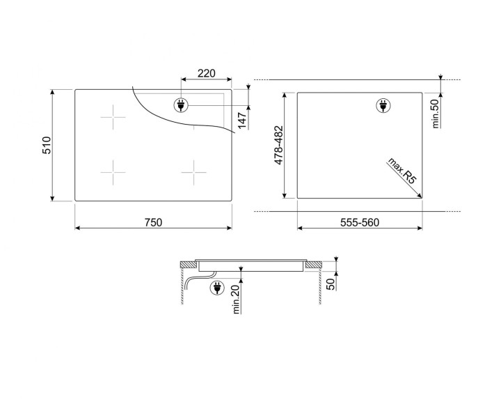 SMEG indukcinė kaitlentė SIB2741D  | 3