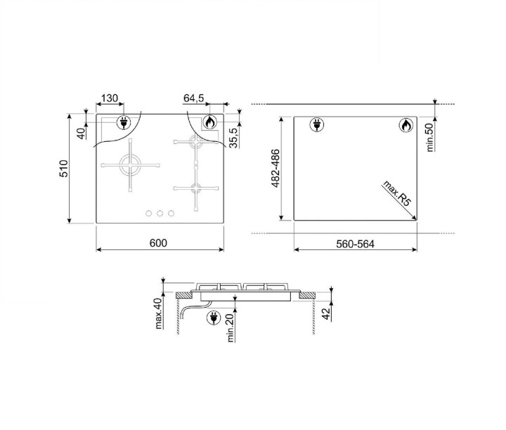 SMEG dujinė kaitlentė PV163B3  | 3