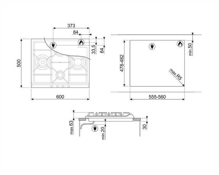 SMEG dujinė kaitlentė S60GHS  | 2