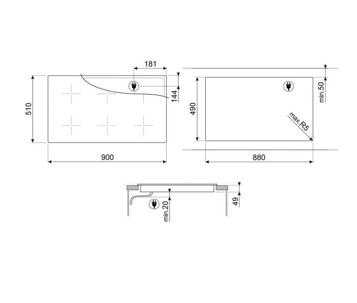 SMEG indukcinė kaitlentė SIM6964R  | 3