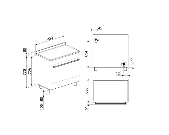 SMEG dujinė viryklė su elektrine orkaite CO96GMA9  | 8