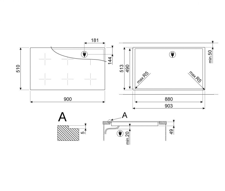 SMEG indukcinė kaitlentė SIM6964R  | 4