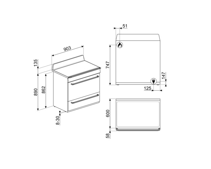 SMEG dujinė viryklė su elektrine orkaite TR90GR2  | 7